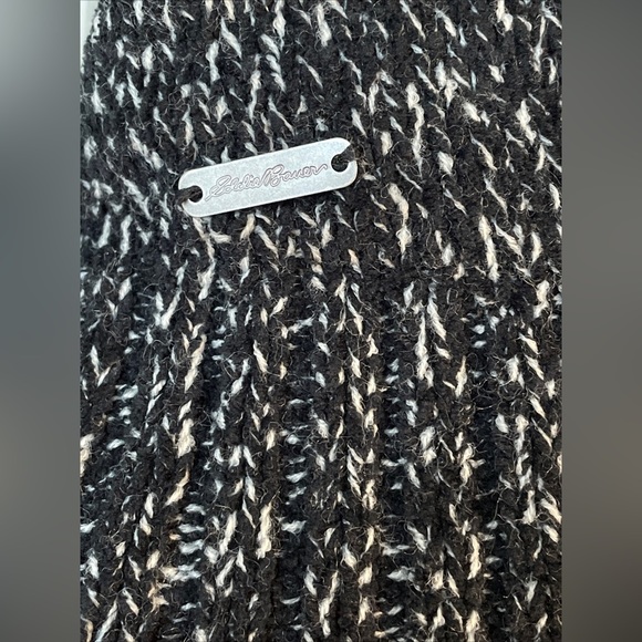 EDDIE Bauer Cardigan Size Large Black Chunky Knit Open Front Lounge - Picture 9 of 14